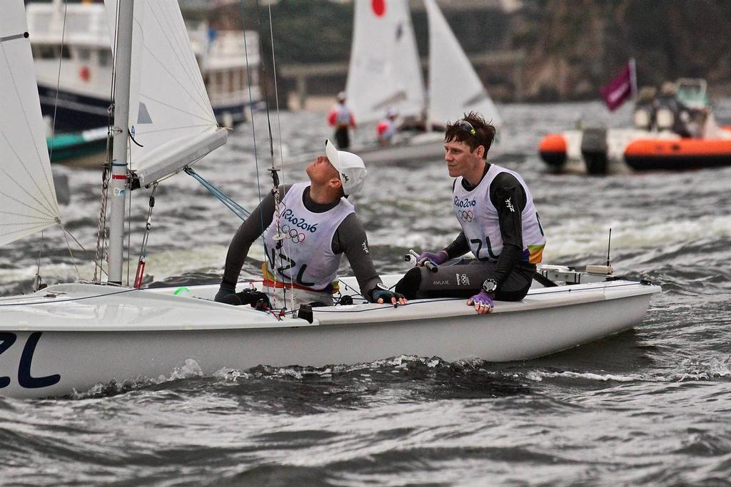 Paul Snow-Hansen and Dan Willcox after finishing second in Race 1. mens 470 © Richard Gladwell www.photosport.co.nz